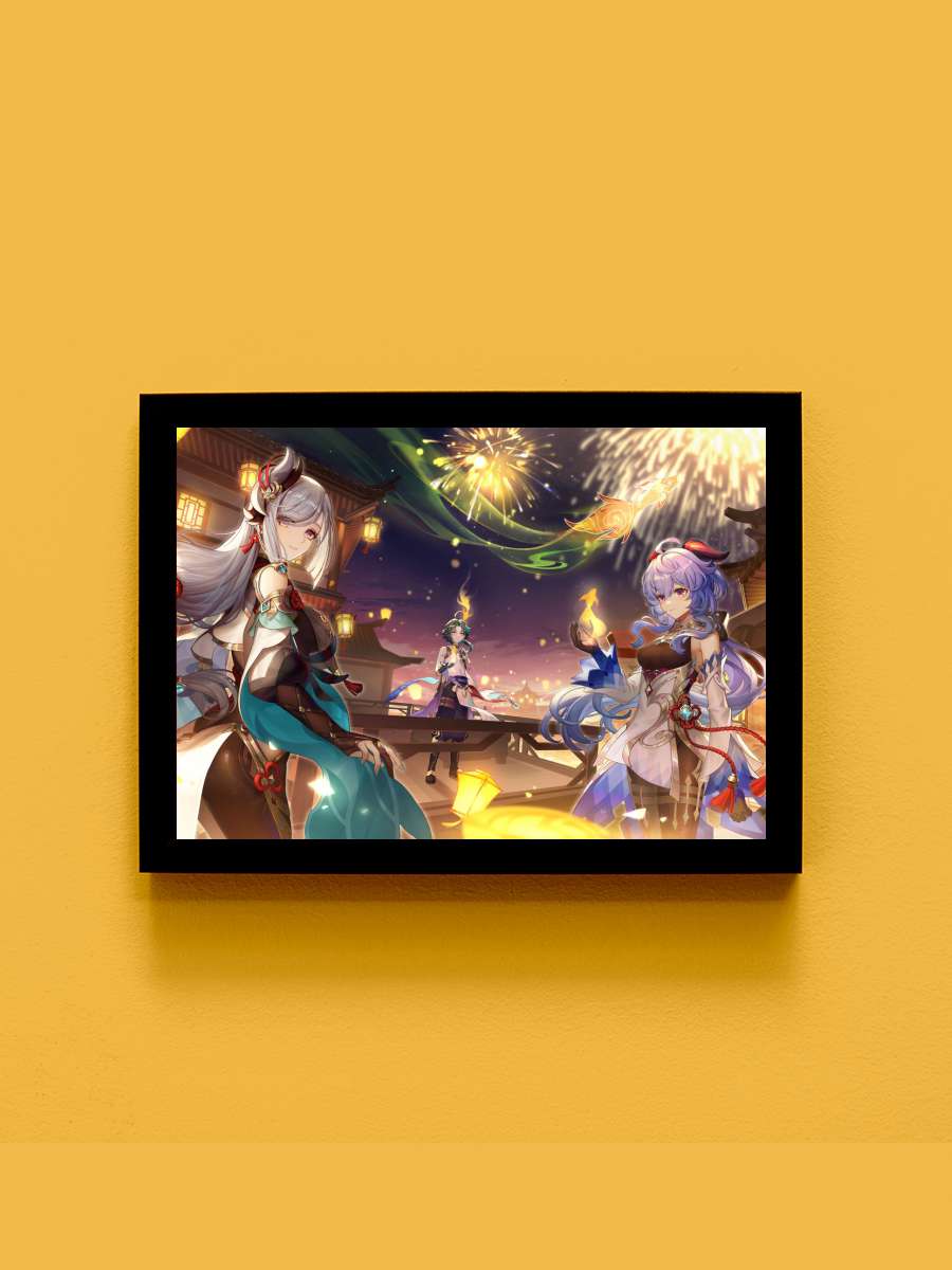 Genshin Impact 2022 A Anime Tablo Siyah Çerçeveli Yüksek Kalite Anime Duvar Poster Tablo - En İyi Fiyatlarla