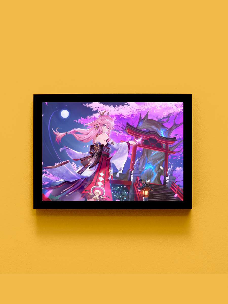 Genshin Impact 2022 C Anime Tablo Siyah Çerçeveli Yüksek Kalite Anime Duvar Poster Tablo - En İyi Fiyatlarla