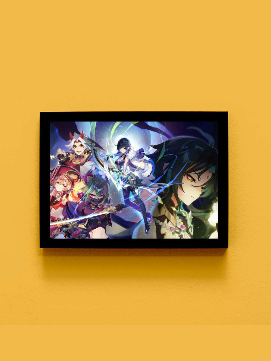 Genshin Impact 2022 G Anime Tablo Siyah Çerçeveli Yüksek Kalite Anime Duvar Poster Tablo - En İyi Fiyatlarla