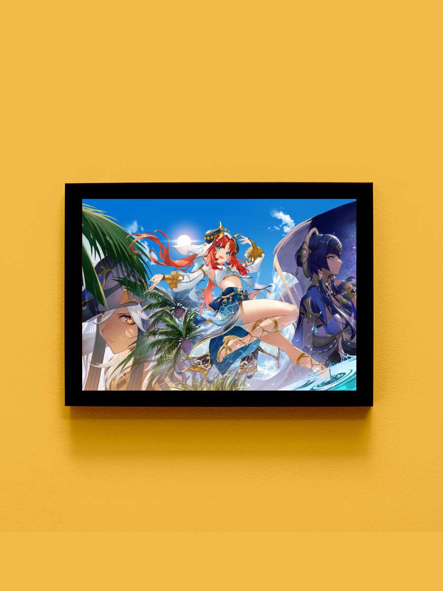 Genshin Impact 2022 K Anime Tablo Siyah Çerçeveli Yüksek Kalite Anime Duvar Poster Tablo - En İyi Fiyatlarla