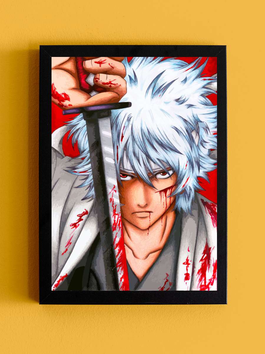 Gintoki Sakata Anime Tablo Siyah Çerçeveli Yüksek Kalite Anime Duvar Poster Tablo - En İyi Fiyatlarla