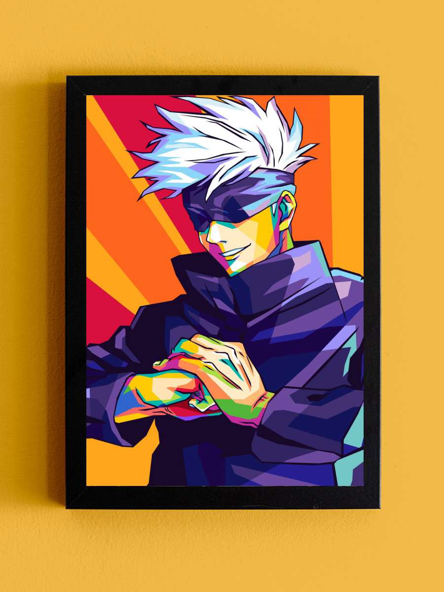 Gojo Anime Tablo Siyah Çerçeveli Yüksek Kalite Anime Duvar Poster Tablo - En İyi Fiyatlarla