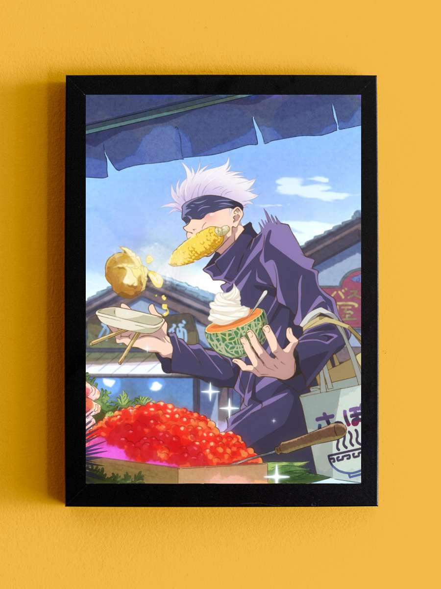 Gojo Anime Tablo Siyah Çerçeveli Yüksek Kalite Anime Duvar Poster Tablo - En İyi Fiyatlarla