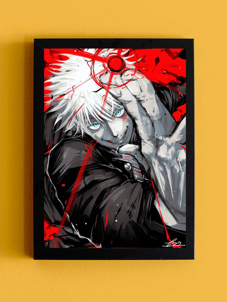 Gojo Satoru Blood Anime Tablo Siyah Çerçeveli Yüksek Kalite Anime Duvar Poster Tablo - En İyi Fiyatlarla