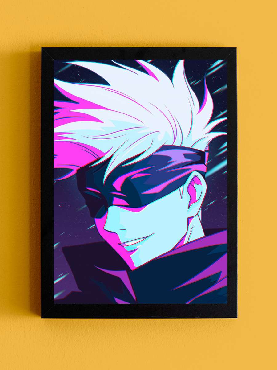 Gojo Satoru Cyberetro Anime Tablo Siyah Çerçeveli Yüksek Kalite Anime Duvar Poster Tablo - En İyi Fiyatlarla