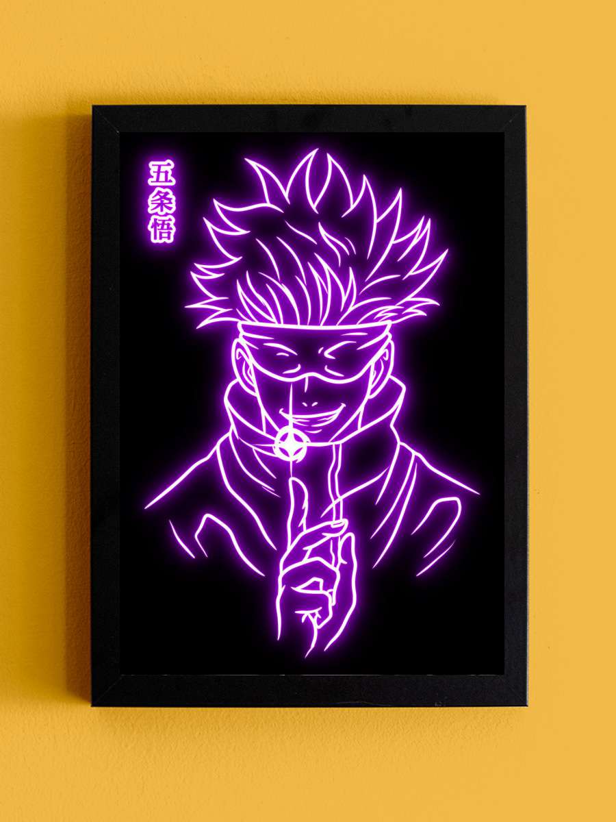 Gojo satoru neon Anime Tablo Siyah Çerçeveli Yüksek Kalite Anime Duvar Poster Tablo - En İyi Fiyatlarla