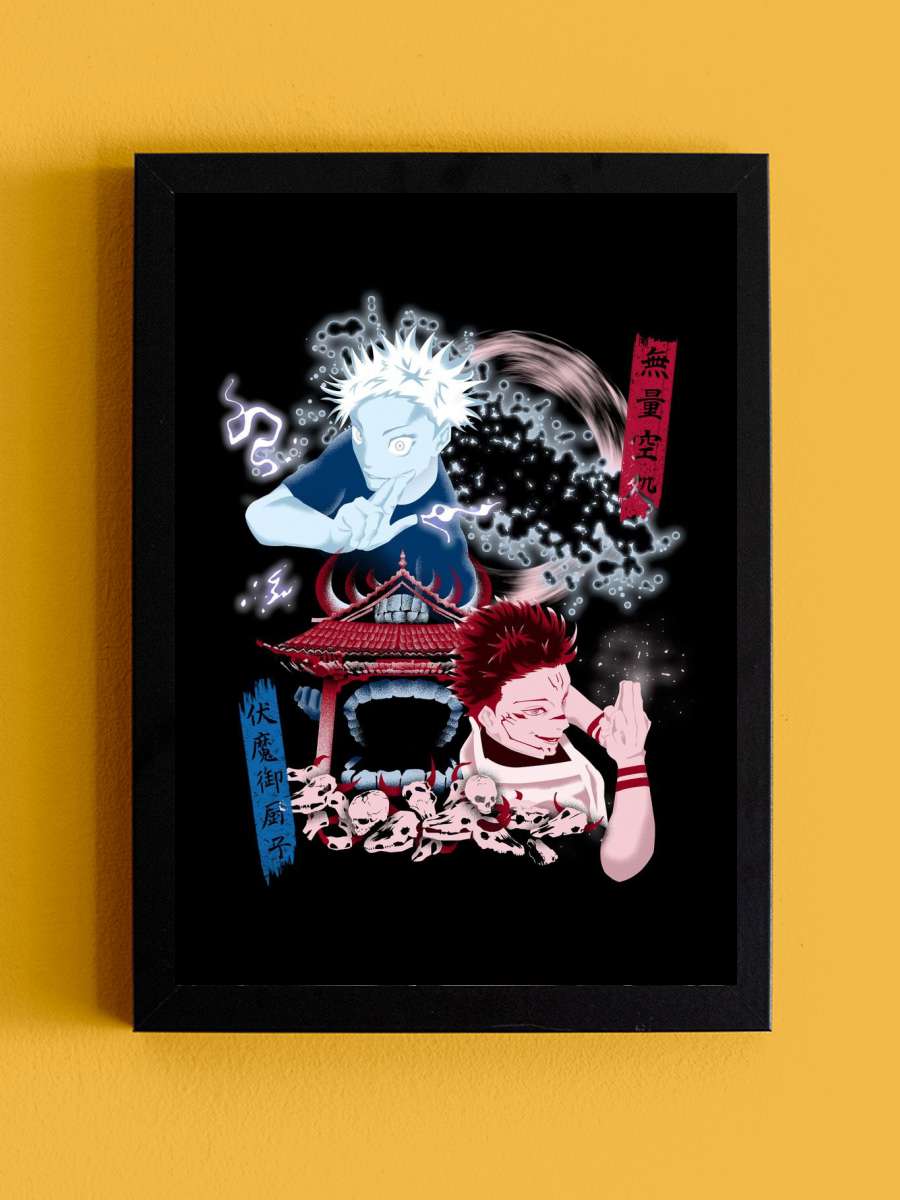 Gojo vs Sukuna jujutsu Anime Tablo Siyah Çerçeveli Yüksek Kalite Anime Duvar Poster Tablo - En İyi Fiyatlarla