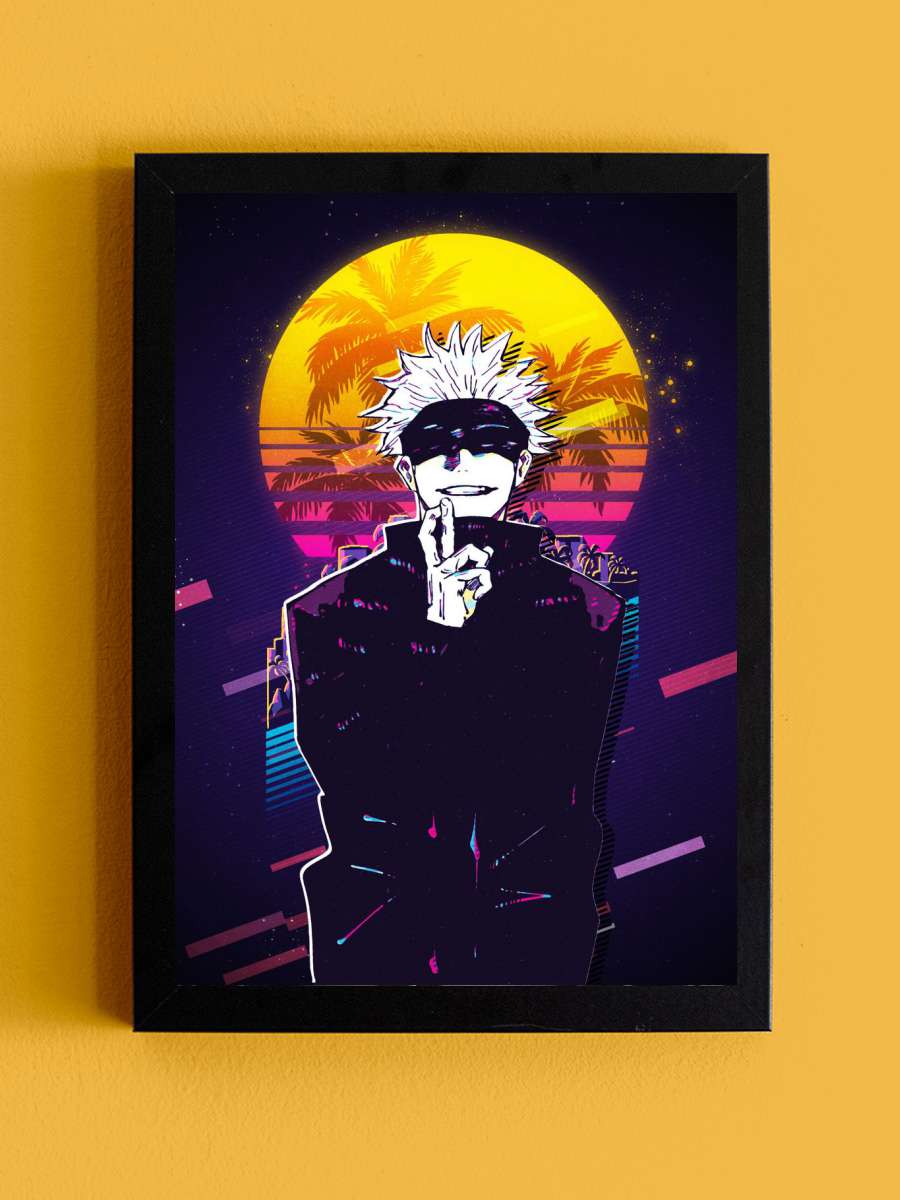 Gojou Jujutsu Kaisen 80s Anime Tablo Siyah Çerçeveli Yüksek Kalite Anime Duvar Poster Tablo - En İyi Fiyatlarla