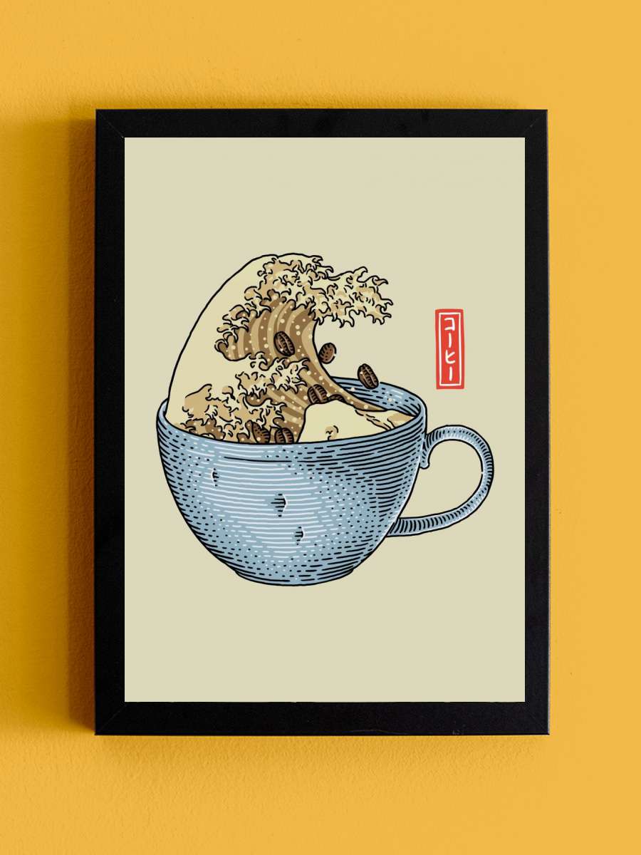 Great Wave of Coffee Anime Tablo Siyah Çerçeveli Yüksek Kalite Anime Duvar Poster Tablo - En İyi Fiyatlarla