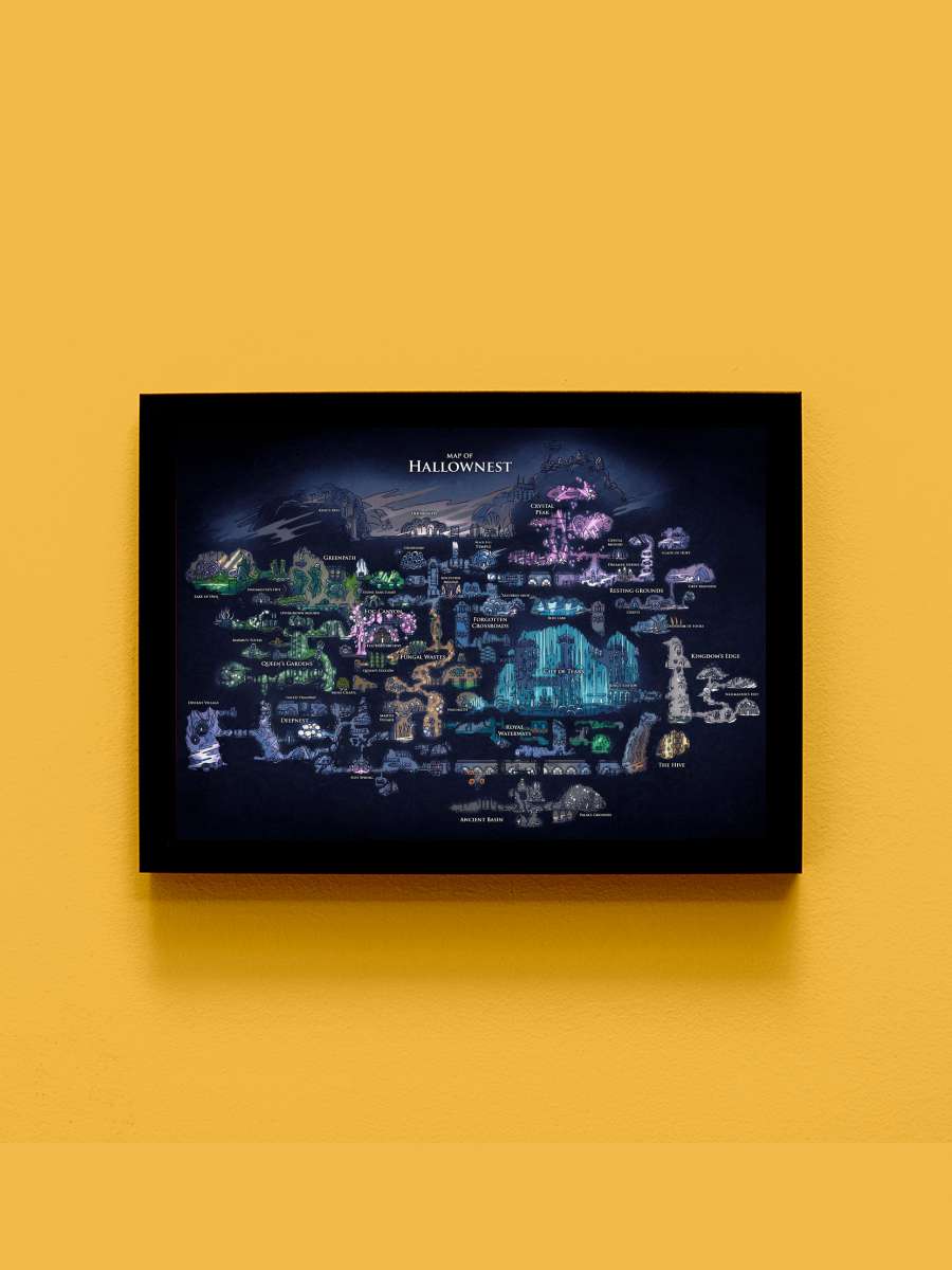 Hallownest Map Anime Tablo Siyah Çerçeveli Yüksek Kalite Anime Duvar Poster Tablo - En İyi Fiyatlarla