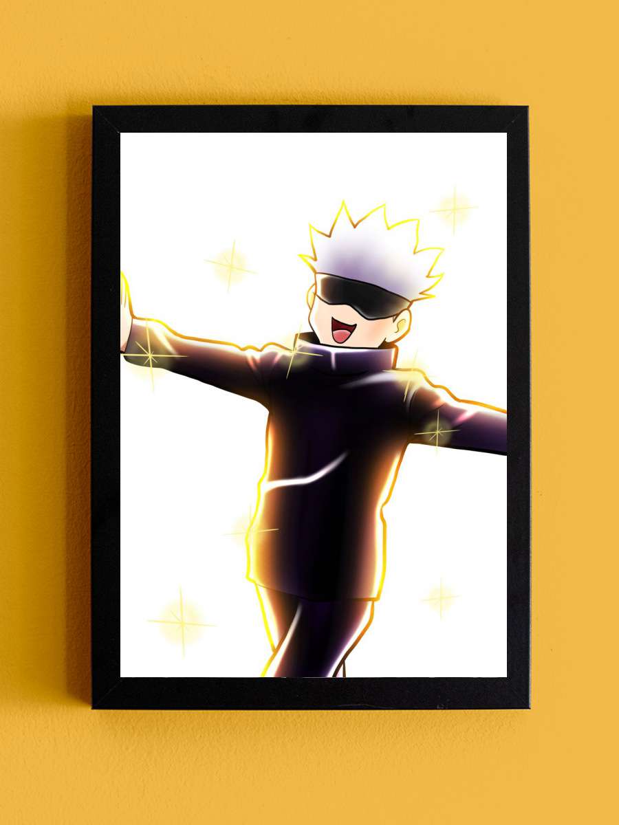 Happy Gojo Anime Tablo Siyah Çerçeveli Yüksek Kalite Anime Duvar Poster Tablo - En İyi Fiyatlarla