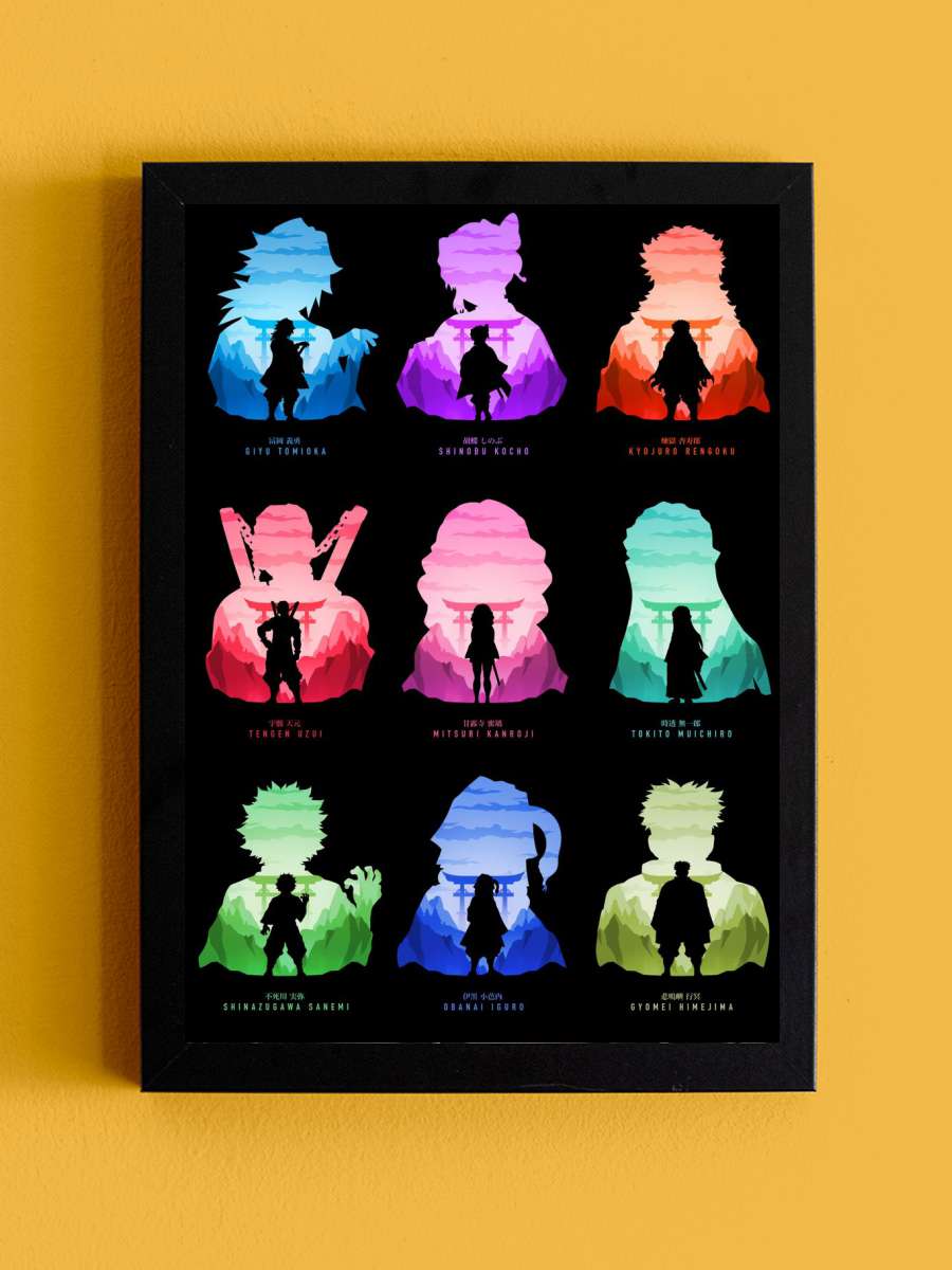 Hashira Demon Slayer Anime Tablo Siyah Çerçeveli Yüksek Kalite Anime Duvar Poster Tablo - En İyi Fiyatlarla