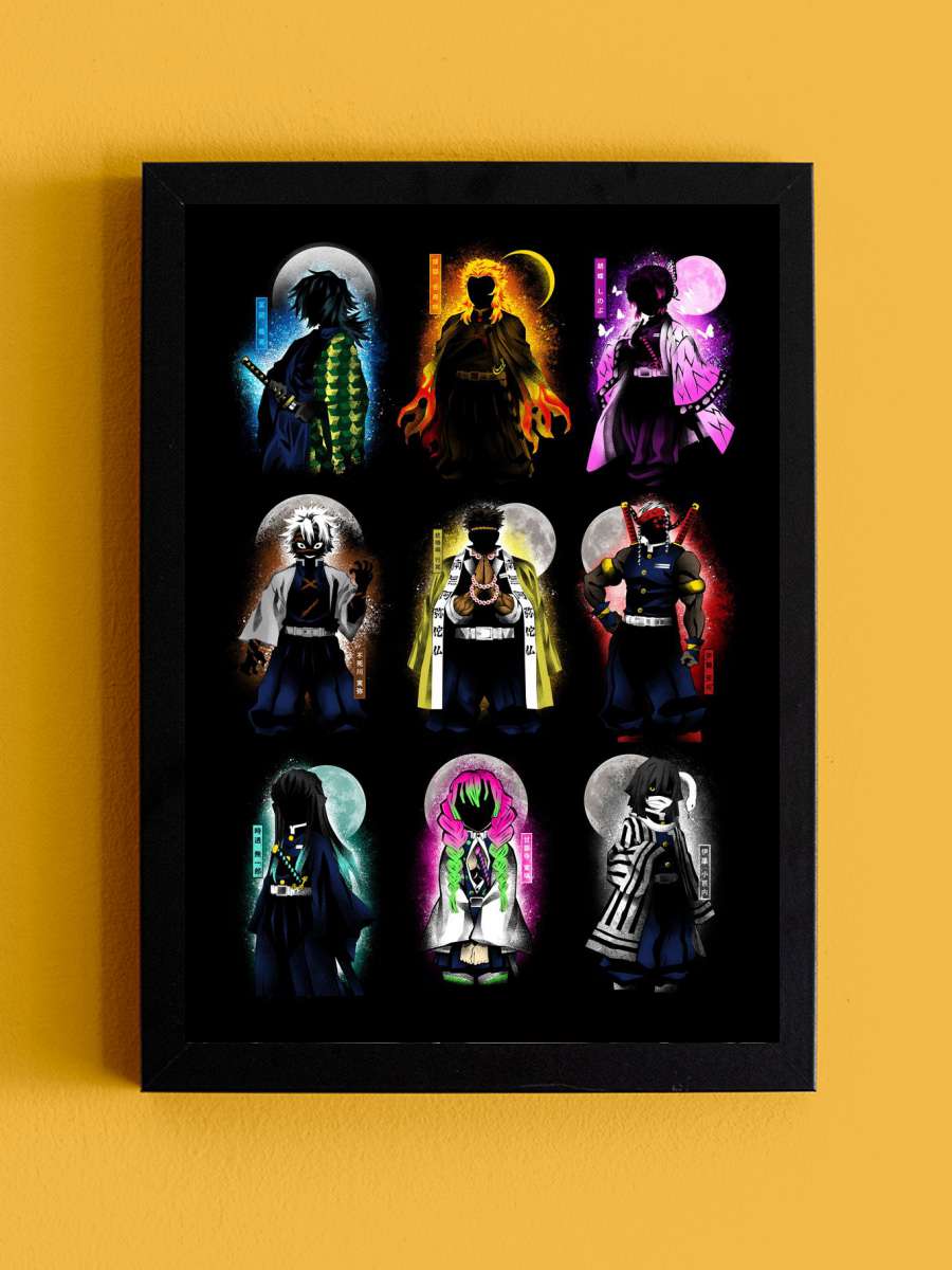 Hashira Pillars 2 Anime Tablo Siyah Çerçeveli Yüksek Kalite Anime Duvar Poster Tablo - En İyi Fiyatlarla