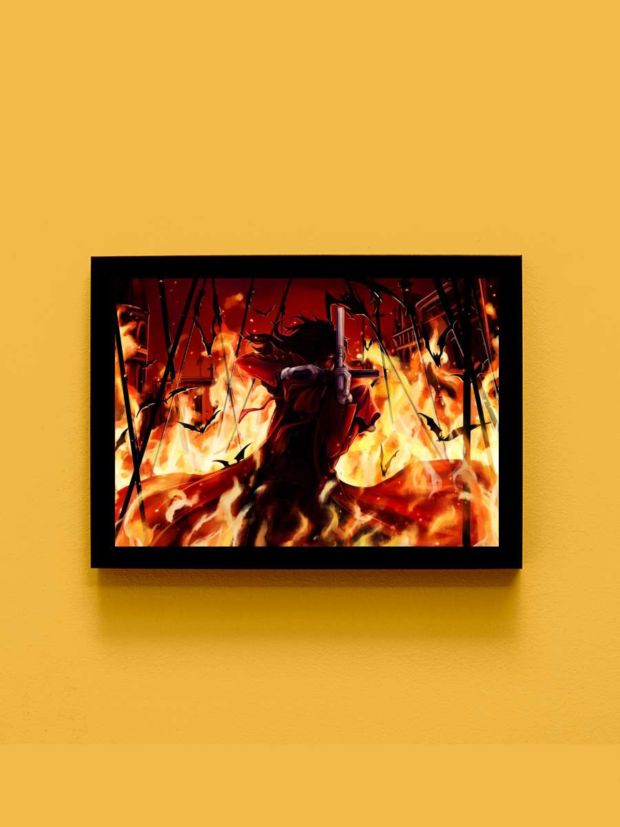 Hellsing Anime Tablo Siyah Çerçeveli Yüksek Kalite Anime Duvar Poster Tablo - En İyi Fiyatlarla