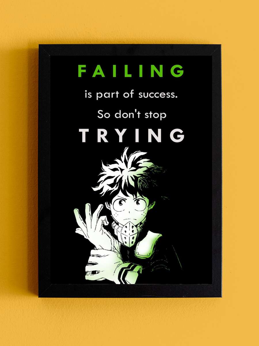 Hero Academia Midoriya Anime Tablo Siyah Çerçeveli Yüksek Kalite Anime Duvar Poster Tablo - En İyi Fiyatlarla