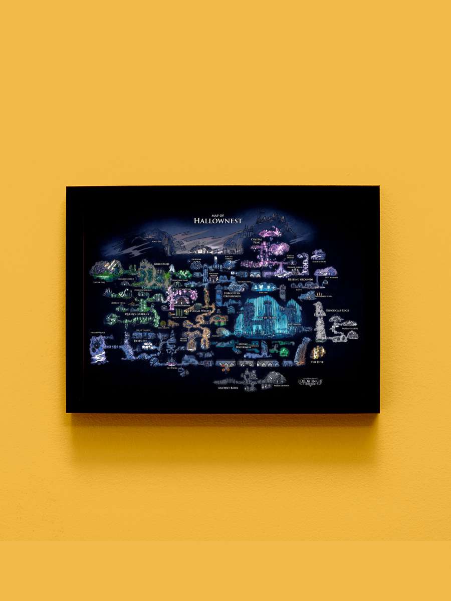 Hollow Knight Map Anime Tablo Siyah Çerçeveli Yüksek Kalite Anime Duvar Poster Tablo - En İyi Fiyatlarla