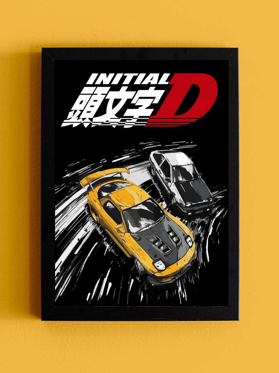 Initial D Anime Tablo Siyah Çerçeveli Yüksek Kalite Anime Duvar Poster Tablo - En İyi Fiyatlarla