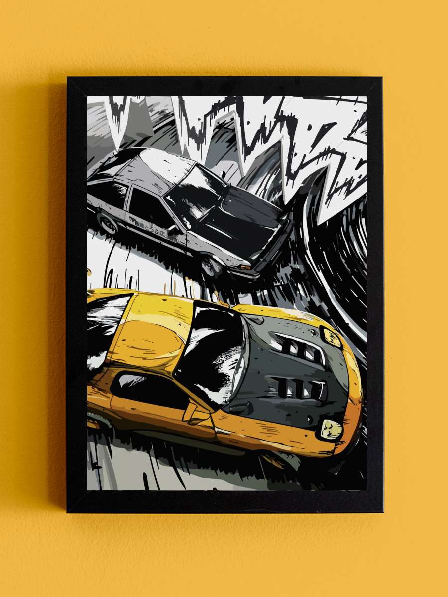 Initial D Anime Tablo Siyah Çerçeveli Yüksek Kalite Anime Duvar Poster Tablo - En İyi Fiyatlarla
