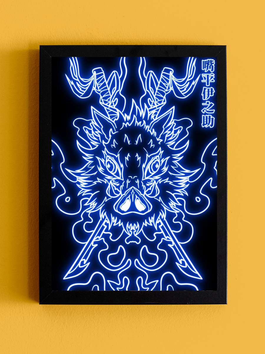 Inosuke demon slayer neon Anime Tablo Siyah Çerçeveli Yüksek Kalite Anime Duvar Poster Tablo - En İyi Fiyatlarla