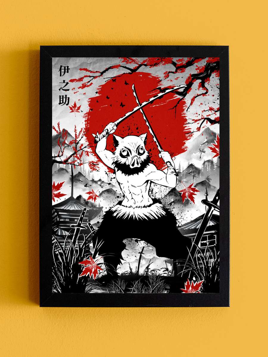 Inosuke Demon Slayer Anime Tablo Siyah Çerçeveli Yüksek Kalite Anime Duvar Poster Tablo - En İyi Fiyatlarla