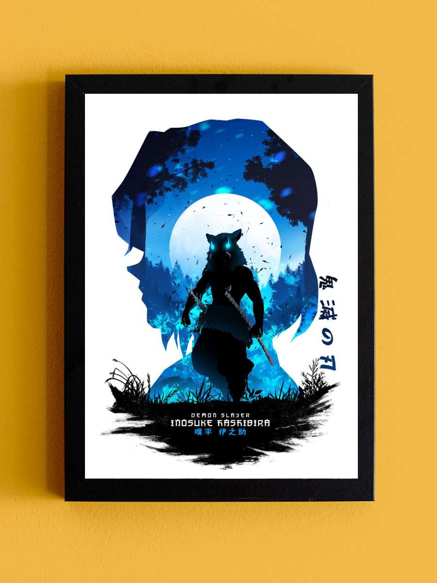 Inosuke Hashibira Anime Tablo Siyah Çerçeveli Yüksek Kalite Anime Duvar Poster Tablo - En İyi Fiyatlarla