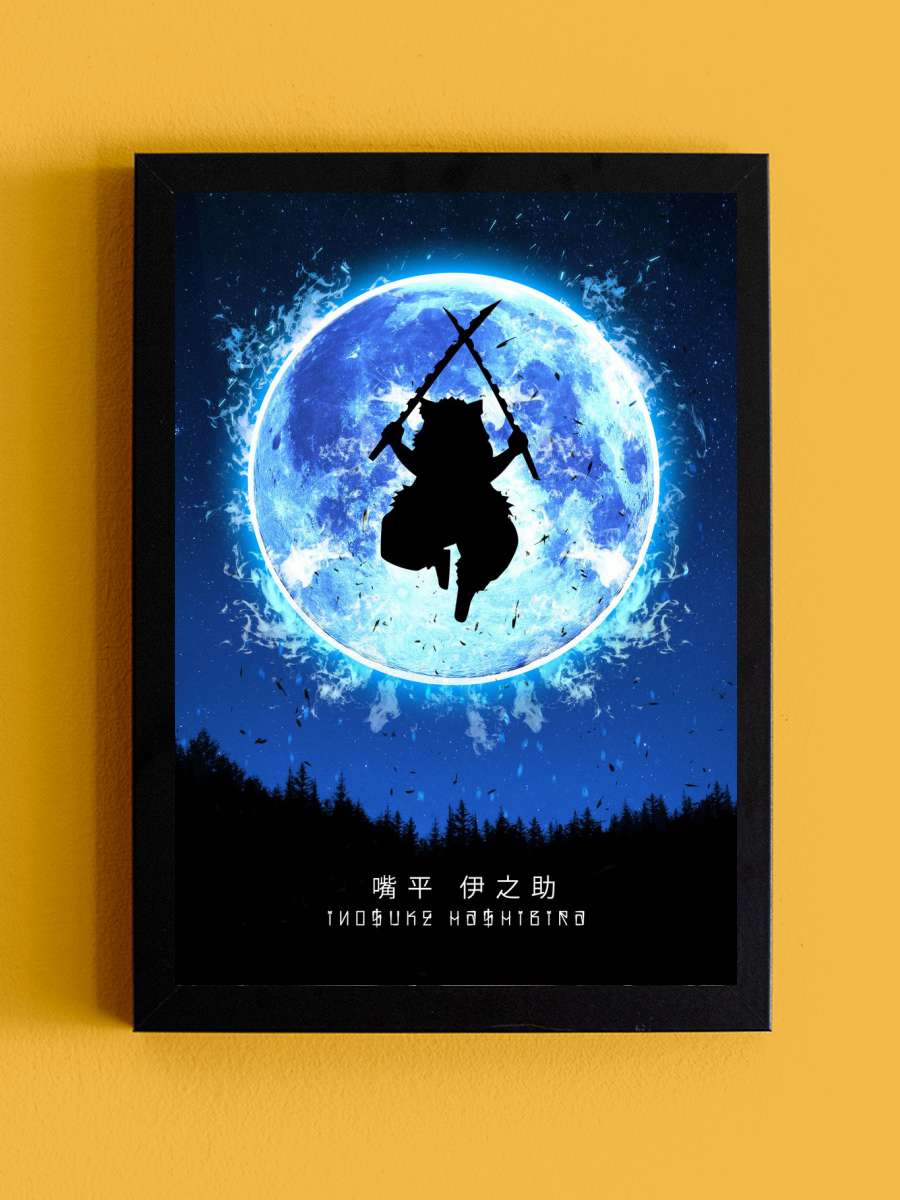 Inosuke Hashibira Anime Tablo Siyah Çerçeveli Yüksek Kalite Anime Duvar Poster Tablo - En İyi Fiyatlarla
