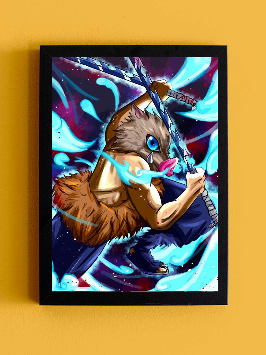 Inosuke Hashibira Anime Tablo Siyah Çerçeveli Yüksek Kalite Anime Duvar Poster Tablo - En İyi Fiyatlarla