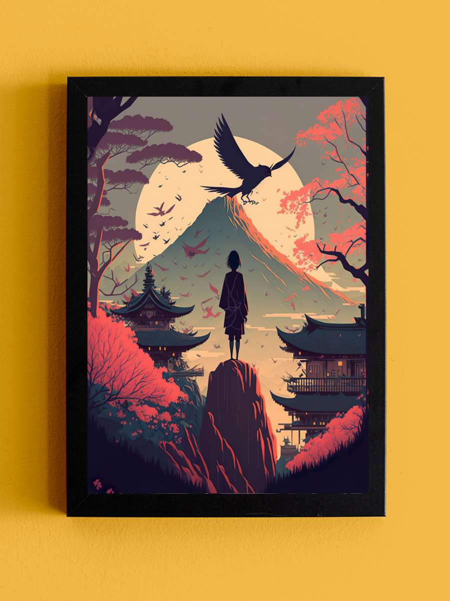 Japanese Autumn raven Anime Tablo Siyah Çerçeveli Yüksek Kalite Anime Duvar Poster Tablo - En İyi Fiyatlarla