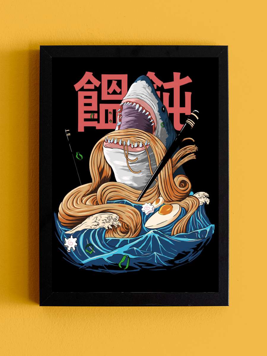 Japanese Food Ramen Shark Anime Tablo Siyah Çerçeveli Yüksek Kalite Anime Duvar Poster Tablo - En İyi Fiyatlarla