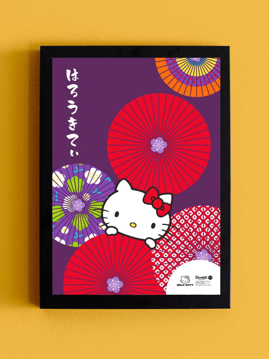 Japanese Hand Fan Anime Tablo Siyah Çerçeveli Yüksek Kalite Anime Duvar Poster Tablo - En İyi Fiyatlarla