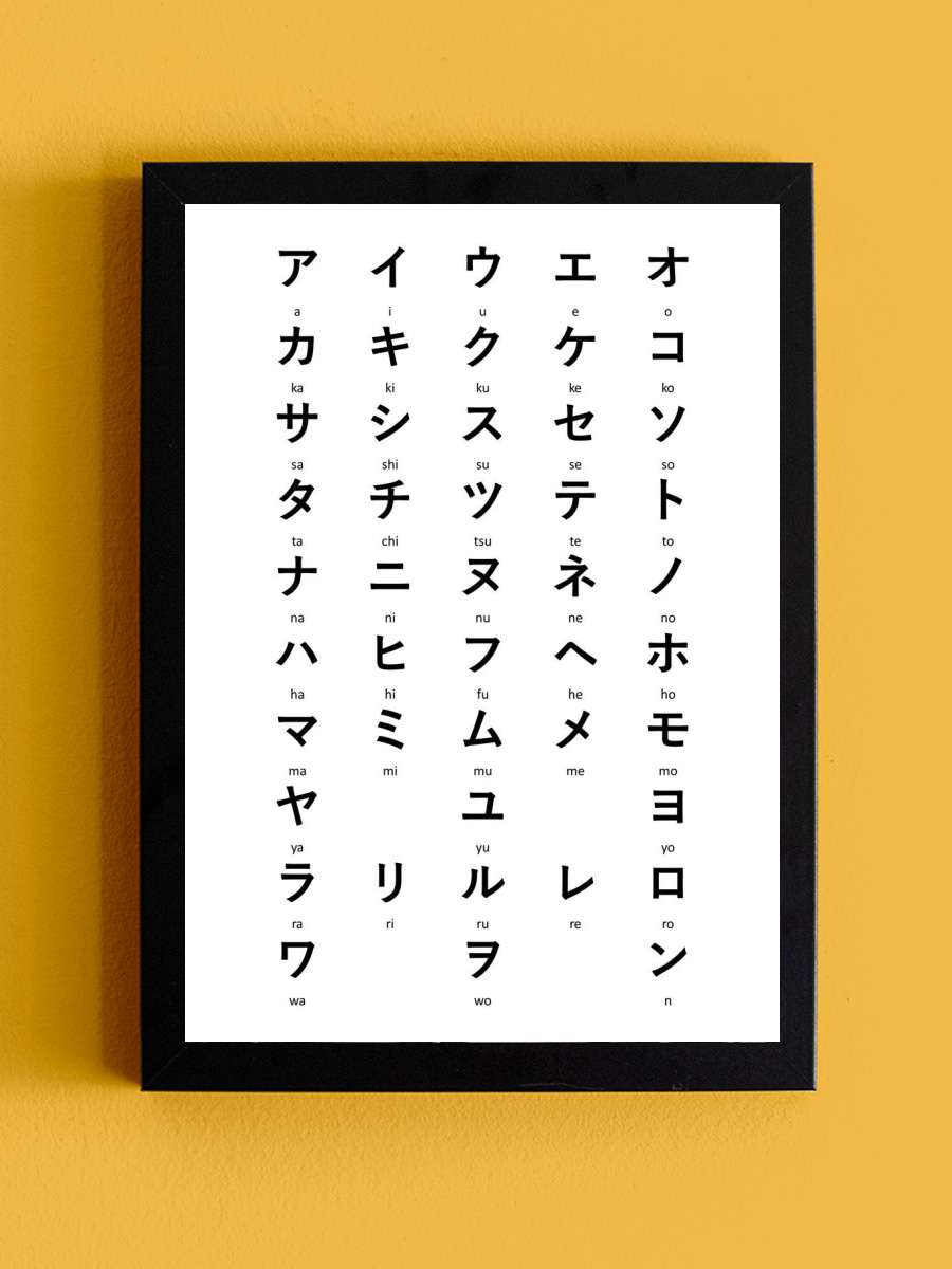 Japanese Katakana Table Anime Tablo Siyah Çerçeveli Yüksek Kalite Anime Duvar Poster Tablo - En İyi Fiyatlarla