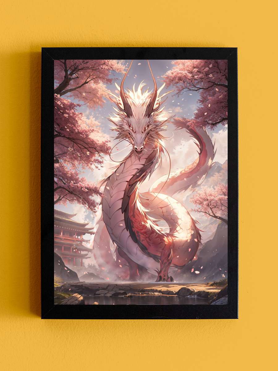 Japanese Sakura Dragon Anime Tablo Siyah Çerçeveli Yüksek Kalite Anime Duvar Poster Tablo - En İyi Fiyatlarla