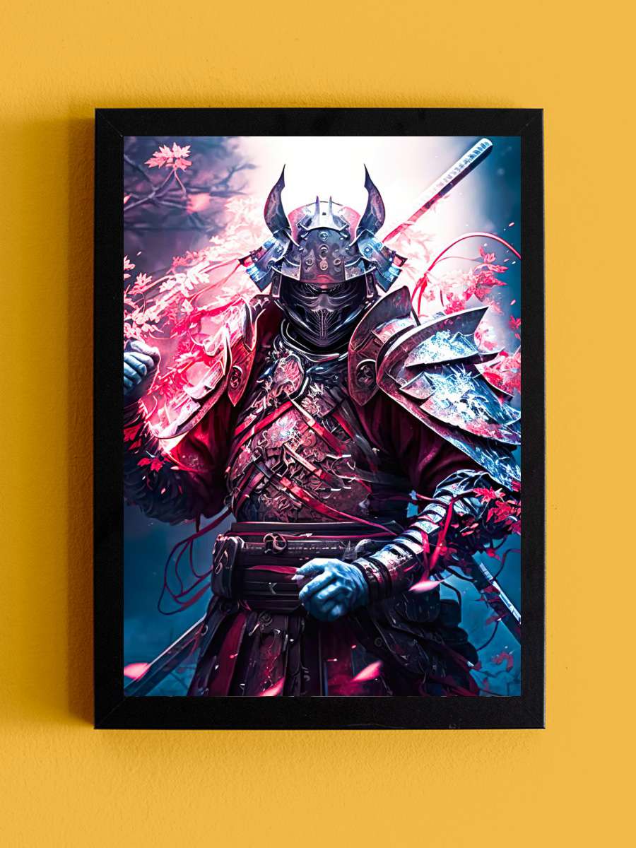 Japanese Samurai in Red Anime Tablo Siyah Çerçeveli Yüksek Kalite Anime Duvar Poster Tablo - En İyi Fiyatlarla