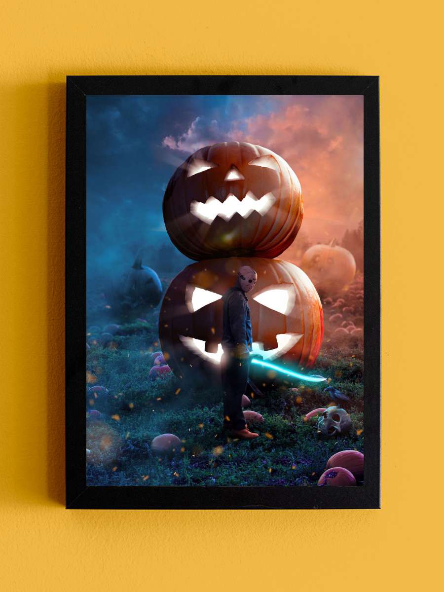 Jason Voorhees HALLOWEEN Anime Tablo Siyah Çerçeveli Yüksek Kalite Anime Duvar Poster Tablo - En İyi Fiyatlarla