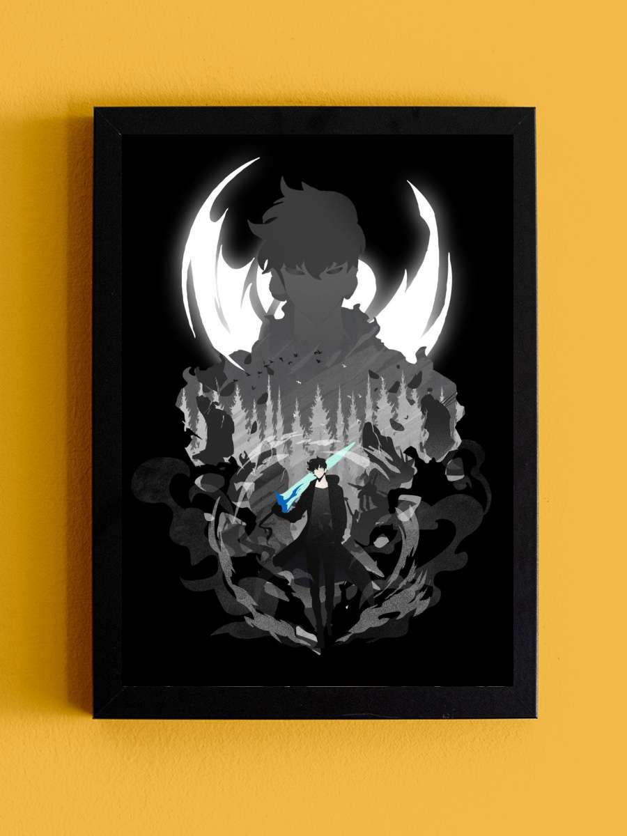 Jinwoo Solo Leveling Anime Tablo Siyah Çerçeveli Yüksek Kalite Anime Duvar Poster Tablo - En İyi Fiyatlarla