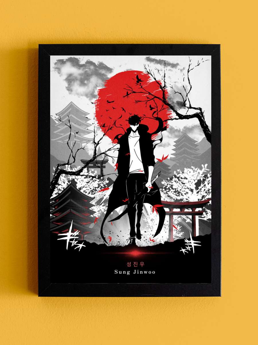 Jinwoo Solo Leveling Anime Tablo Siyah Çerçeveli Yüksek Kalite Anime Duvar Poster Tablo - En İyi Fiyatlarla