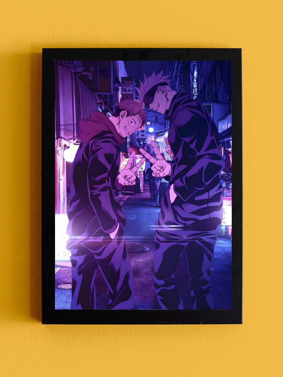 Jujutsu Itadori n gojo Anime Tablo Siyah Çerçeveli Yüksek Kalite Anime Duvar Poster Tablo - En İyi Fiyatlarla