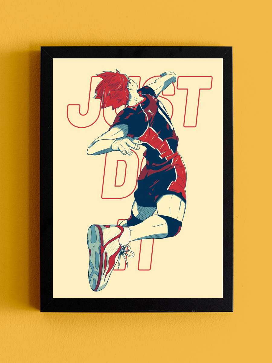 Just Do It - Hinata Shoyo Anime Tablo Siyah Çerçeveli Yüksek Kalite Anime Duvar Poster Tablo - En İyi Fiyatlarla