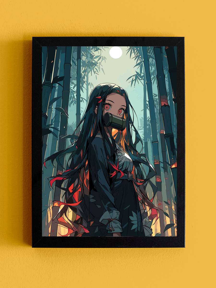 Kamado Nezuko Demon Slayer Anime Tablo Siyah Çerçeveli Yüksek Kalite Anime Duvar Poster Tablo - En İyi Fiyatlarla
