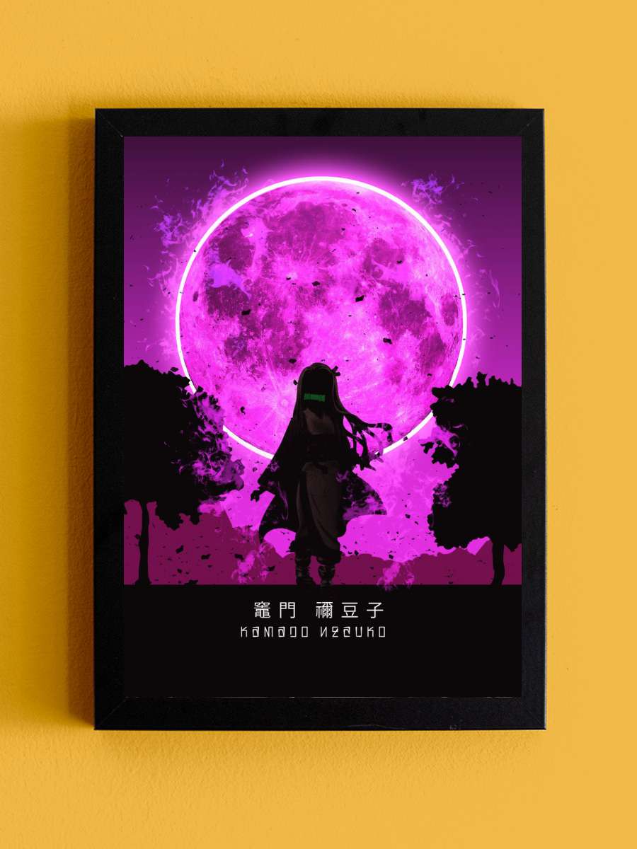 Kamado Nezuko Anime Tablo Siyah Çerçeveli Yüksek Kalite Anime Duvar Poster Tablo - En İyi Fiyatlarla