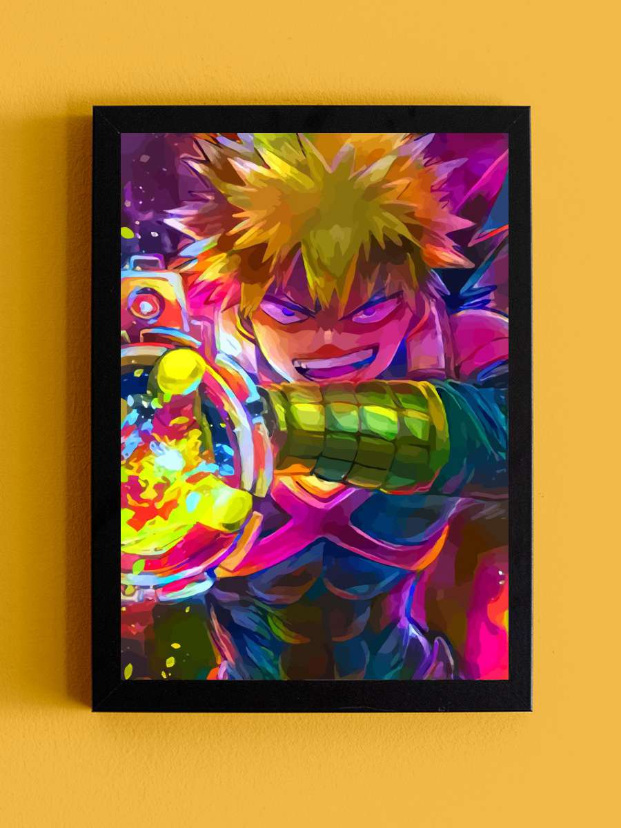Katsuki Bakugo Anime Tablo Siyah Çerçeveli Yüksek Kalite Anime Duvar Poster Tablo - En İyi Fiyatlarla