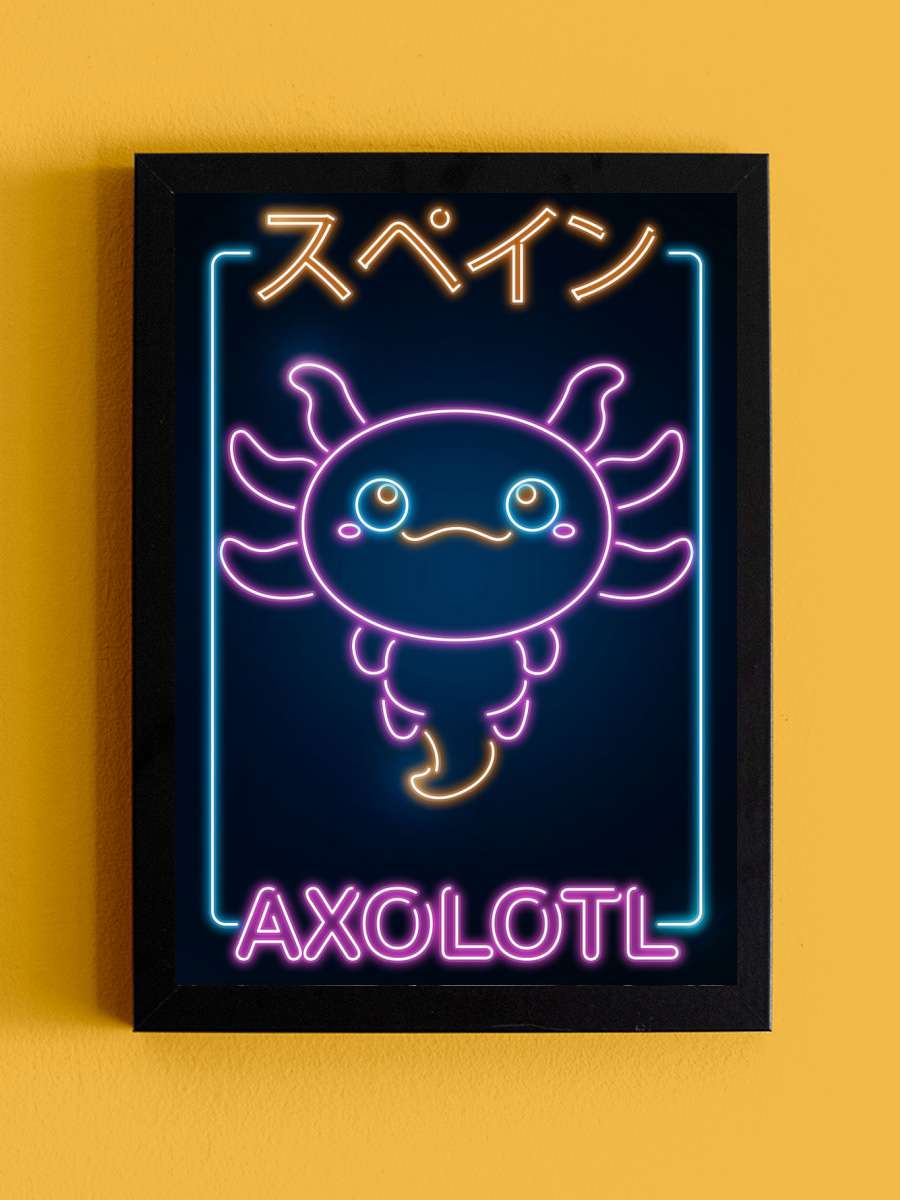 Kawaii Axolotl Anime Tablo Siyah Çerçeveli Yüksek Kalite Anime Duvar Poster Tablo - En İyi Fiyatlarla