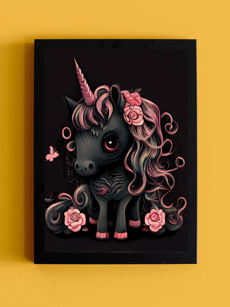 Kawaii Gothic Unicorn Anime Tablo Siyah Çerçeveli Yüksek Kalite Anime Duvar Poster Tablo - En İyi Fiyatlarla