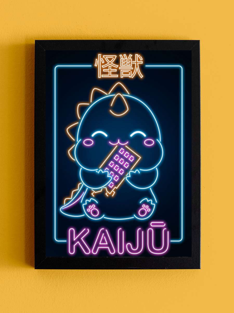 Kawaii Kaiju Anime Tablo Siyah Çerçeveli Yüksek Kalite Anime Duvar Poster Tablo - En İyi Fiyatlarla