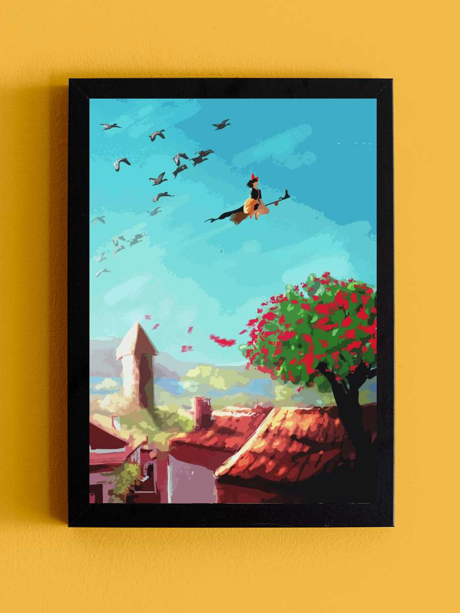 kiki delivery service Anime Tablo Siyah Çerçeveli Yüksek Kalite Anime Duvar Poster Tablo - En İyi Fiyatlarla