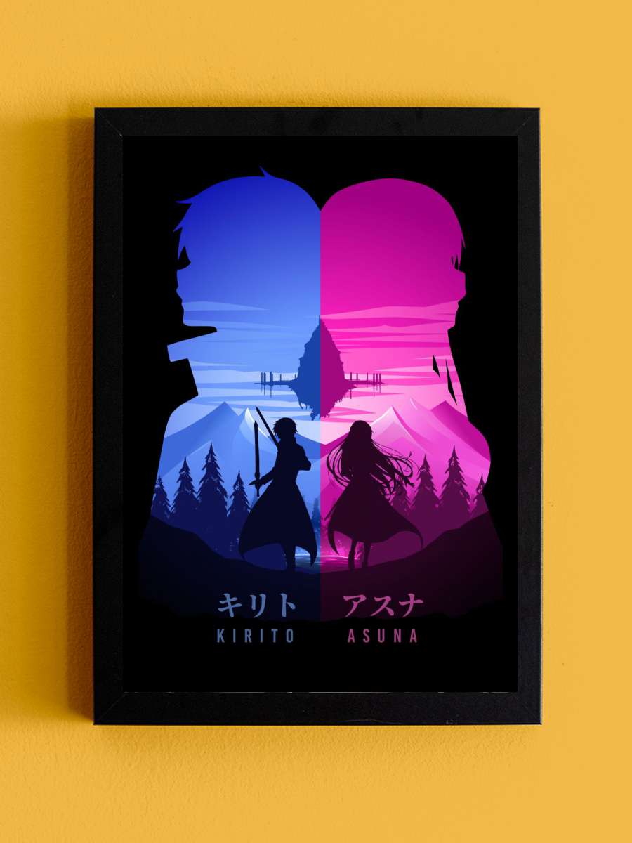Kirito Asuna Anime Tablo Siyah Çerçeveli Yüksek Kalite Anime Duvar Poster Tablo - En İyi Fiyatlarla