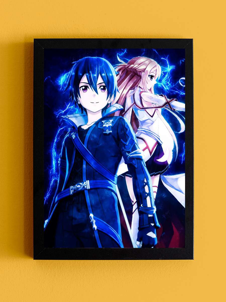 Kirito X Asuna Anime Tablo Siyah Çerçeveli Yüksek Kalite Anime Duvar Poster Tablo - En İyi Fiyatlarla