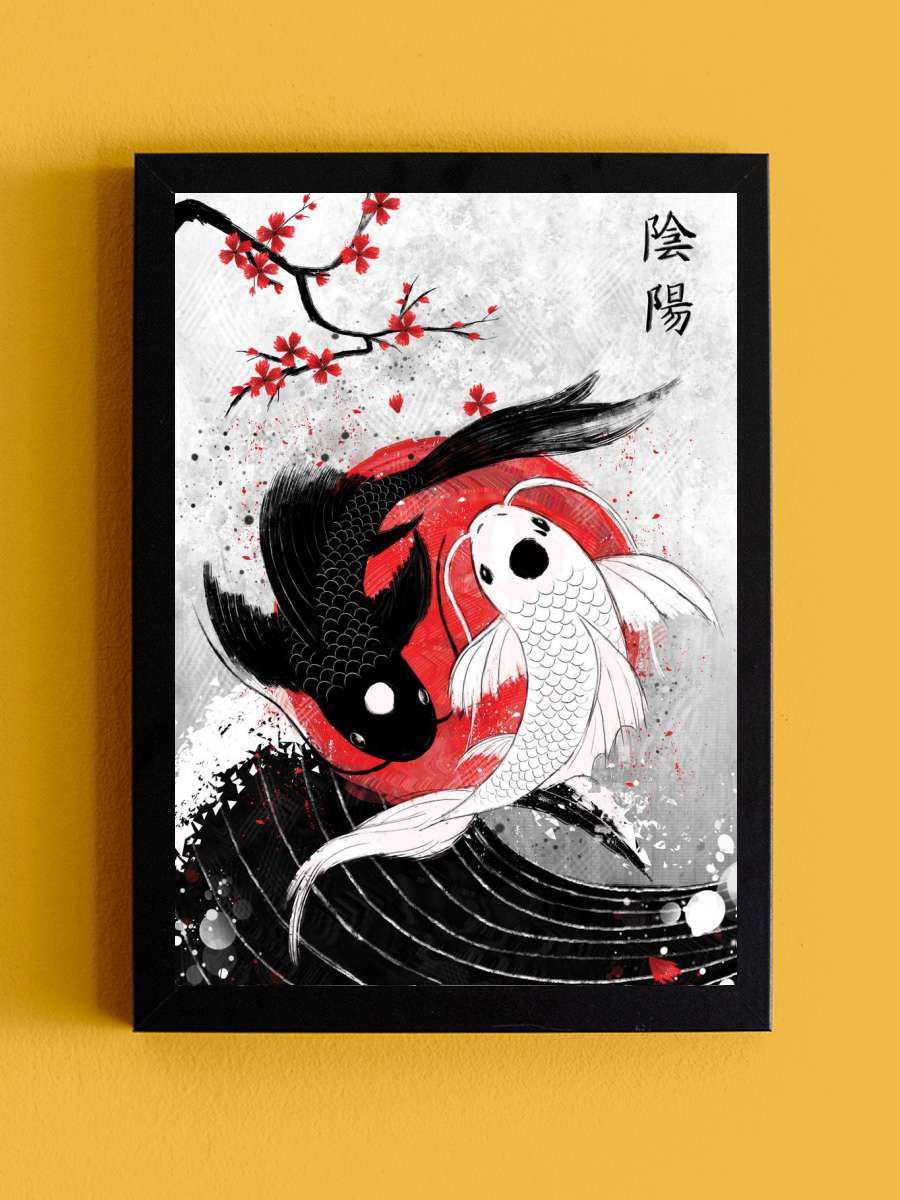 Koi Fish Yin Yang RubyArt Anime Tablo Siyah Çerçeveli Yüksek Kalite Anime Duvar Poster Tablo - En İyi Fiyatlarla