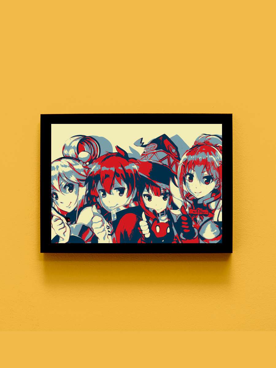 Konosuba Group Anime Tablo Siyah Çerçeveli Yüksek Kalite Anime Duvar Poster Tablo - En İyi Fiyatlarla