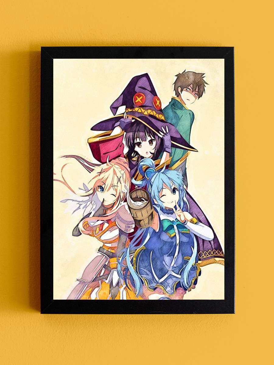Konosuba Anime Tablo Siyah Çerçeveli Yüksek Kalite Anime Duvar Poster Tablo - En İyi Fiyatlarla